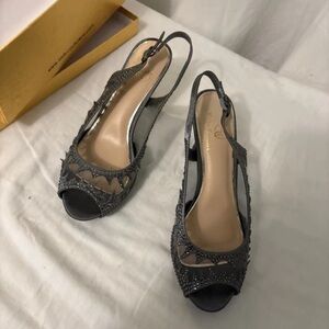 Elegant Black Embellished Slingback Heels